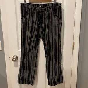 Hurley Striped Linen Blend Roll Up Beach Pants